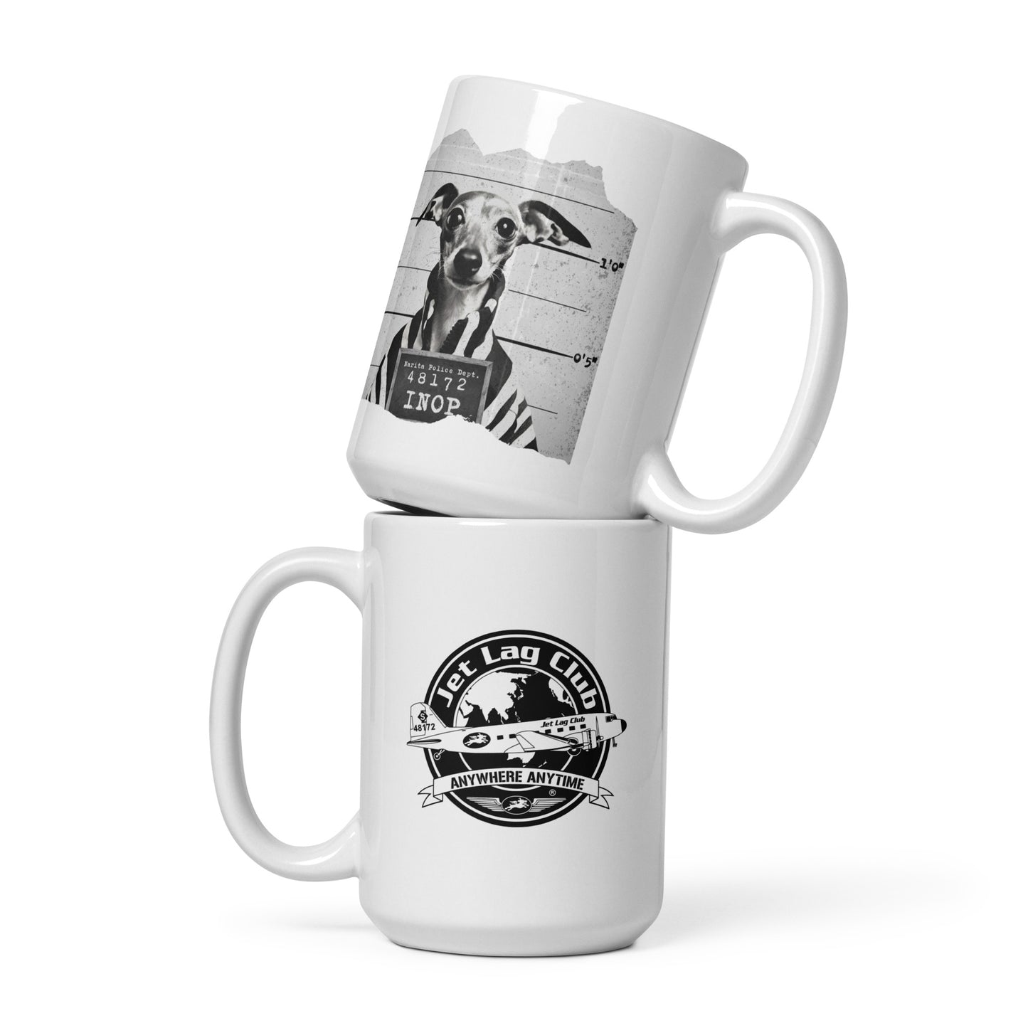 Jet Lag Club® Inop Mugshot White Ceramic Mug