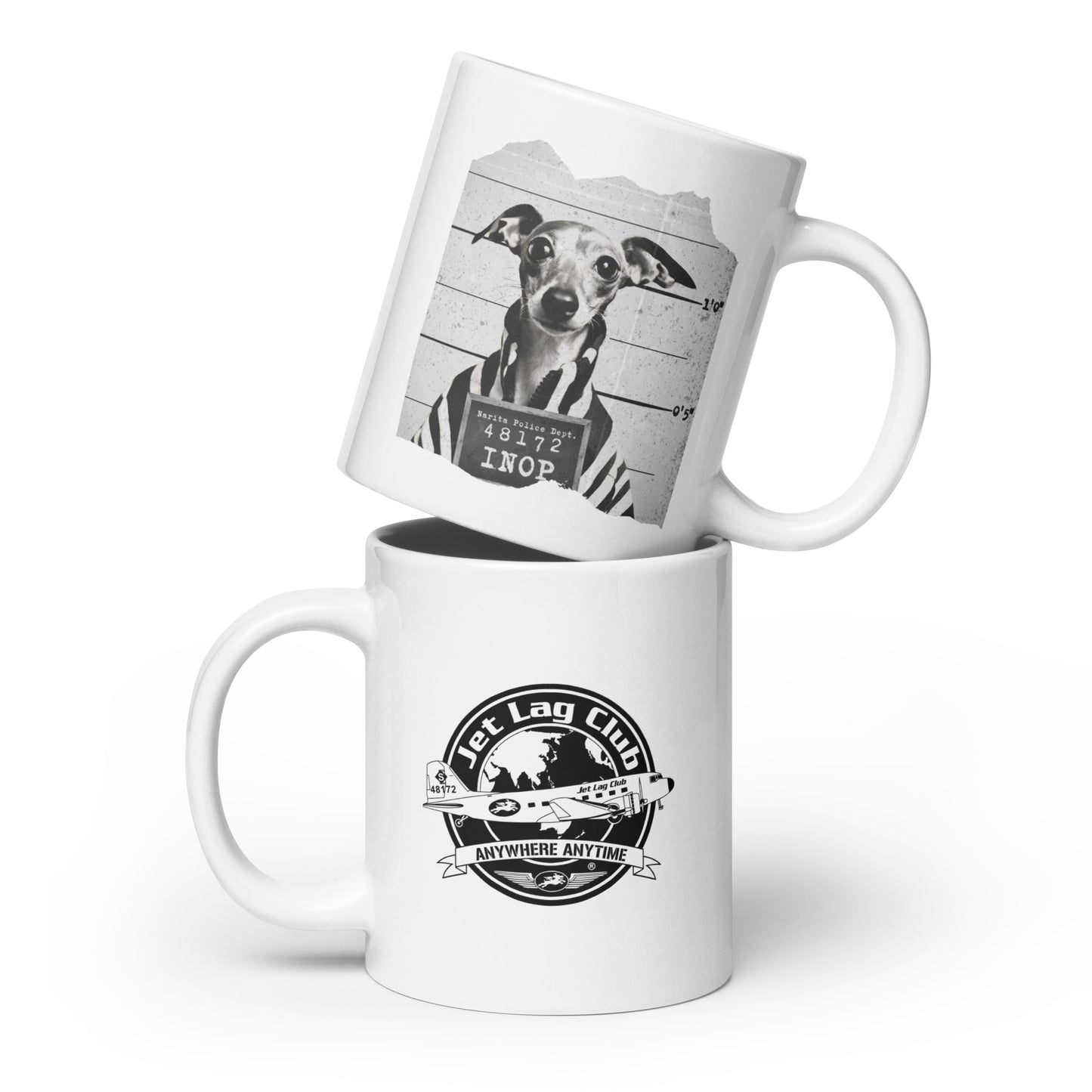 Jet Lag Club® Inop Mugshot White Ceramic Mug