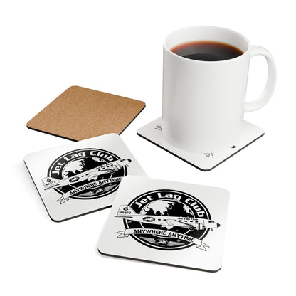 Jet Lag Club® Logo Cork Coasters x4