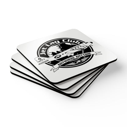 Jet Lag Club® Logo Cork Coasters x4